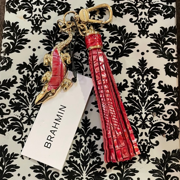 BRAHMIN Heartbreaker Croc Charm Tassel NWT - Picture 3 of 7